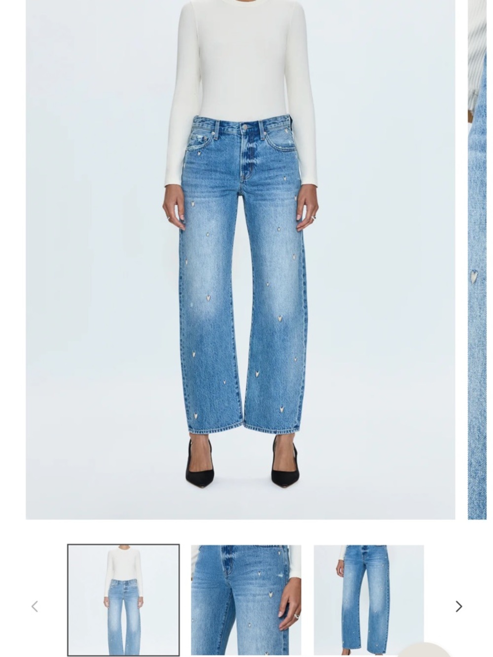 pistola Blue Denim Jeans with Small White Heart Accents